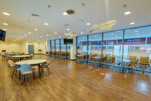 UFC Apex Stage C backstage showing a live interview